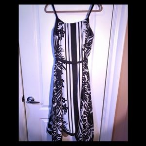 Lane Bryant handkerchief hem, black & white dress